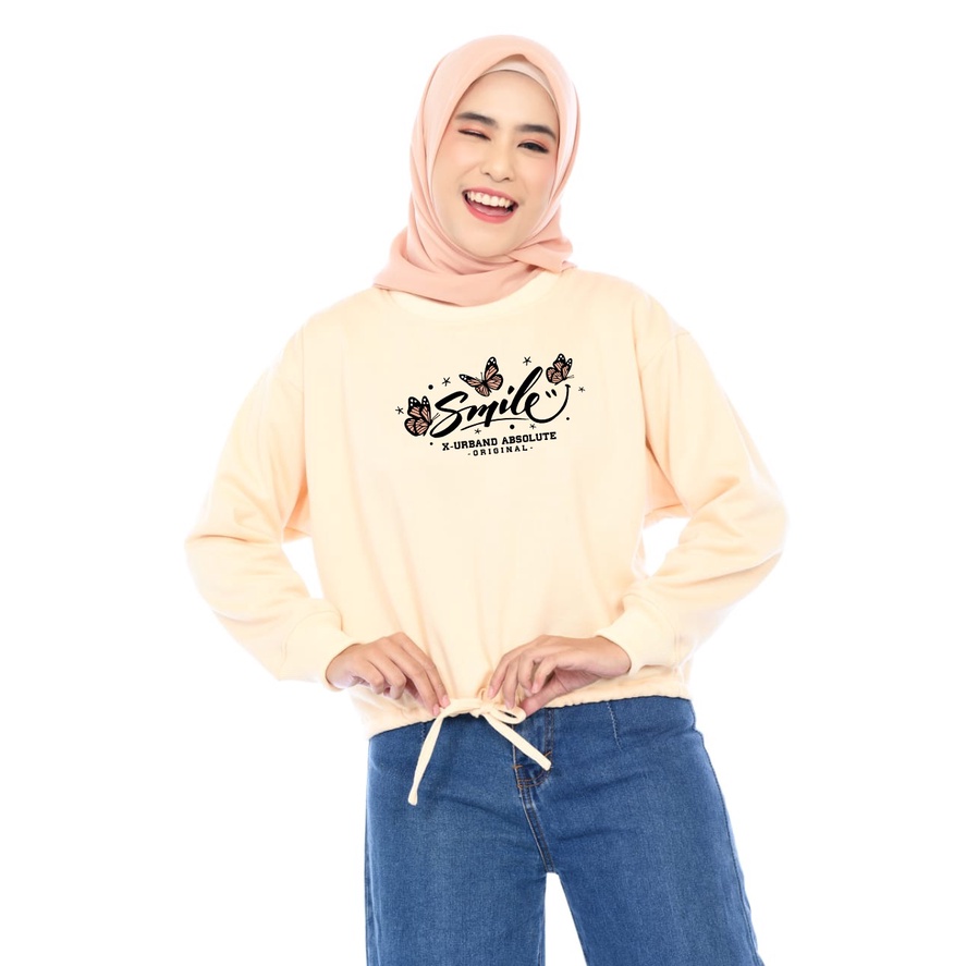 Sweater Wanita Smile Crop Fleece Gramasi 280 - A243 Cheese