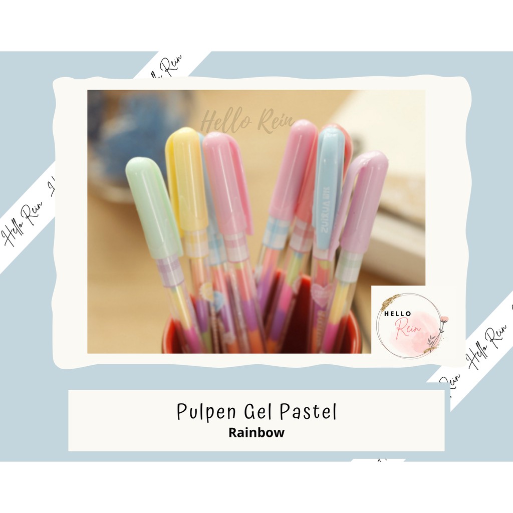 

Pulpen Gel Rainbow - Pulpen Gel ala korea warna pastel Hello Rein