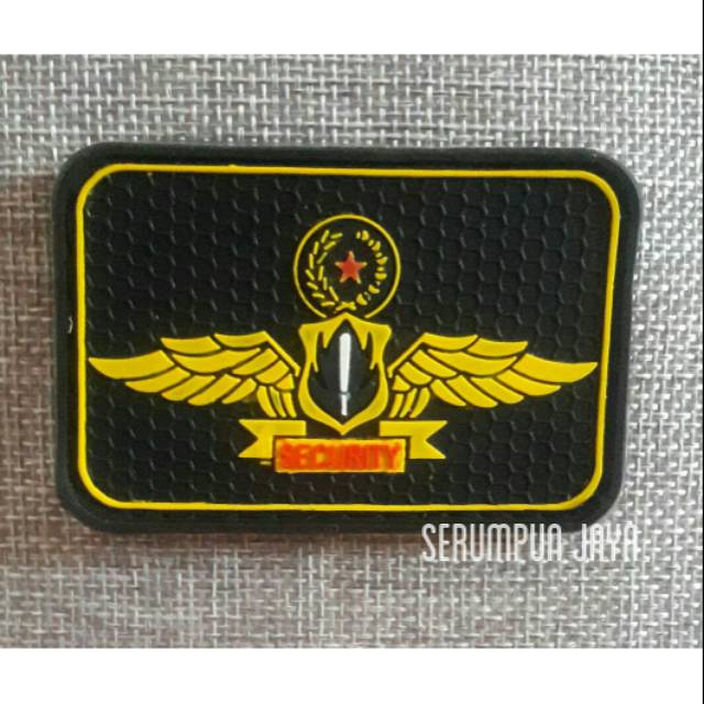 PATCH RUBBER TEMPELAN VELCRO LOGO SECURITY WINGS