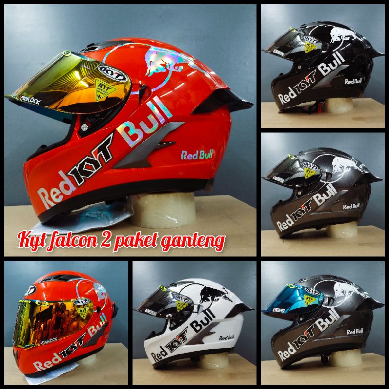 Helm Full face Kyt FALCON 2 full modif paket ganteng Stiker redbull