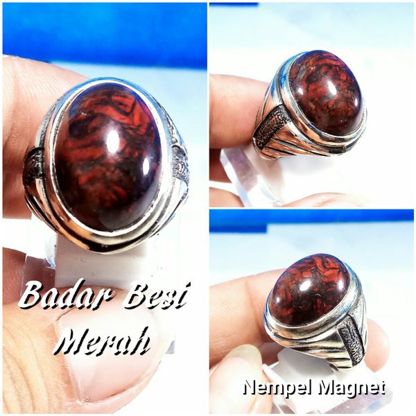 CINCIN BATU AKIK NATURAL BADAR BESI MERAH CABAI KEBUMEN NEMPEL MAGNET TERMURAH