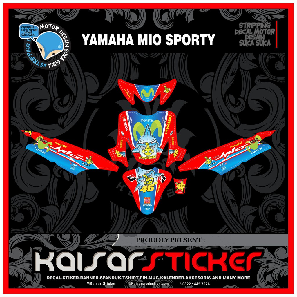 Decal Sticker Motor full body Stiker Yamaha Mio Smile - Sporty Shark merah