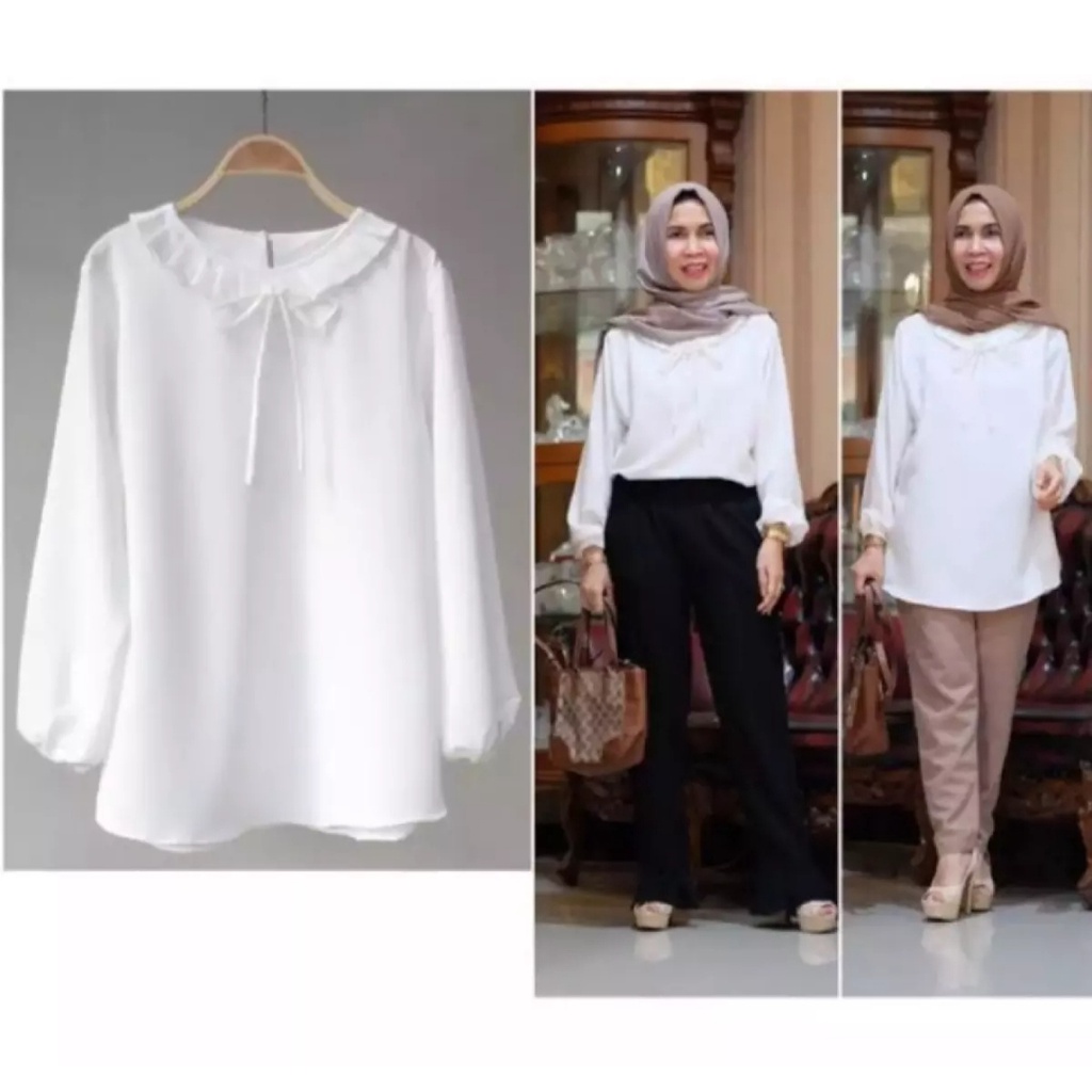 INDY BLOUSE KOREA STYLE LENGAN BALON//BLOUSE WANITA KERAH REMPEL//ATASAN WANITAPREMIUM//BLOUSE WANITA TERBARU//INDY BLOUSE LENGAN PANJANG WANITA MUSLIMAH// BLOUSE  WANITA MURAH