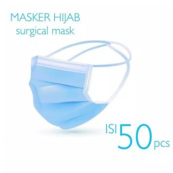 (COD)MASKER HIJAB /NON HIJAB 3PLY MASKER EARLOOP PELINDUNG ANTI BAKTERI 1 BOX ISI 50PCS Tmall88