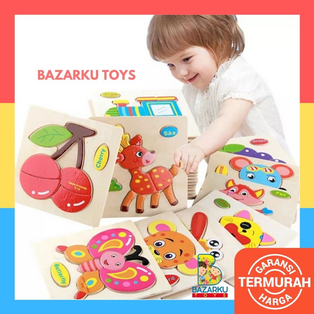 Puzzle Kayu 2D Wooden Puzzle Mini Puzzle Kayu Mainan Puzzle Anak Mainan Kayu 265-1