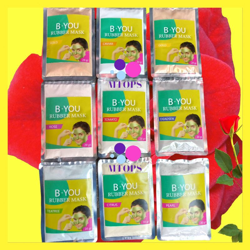BYOU Peel Off Mask ORI Masker Klinik Salon Kecantikan Rubber Mask Bubuk Gold Rose Mutiara Pearl Citr