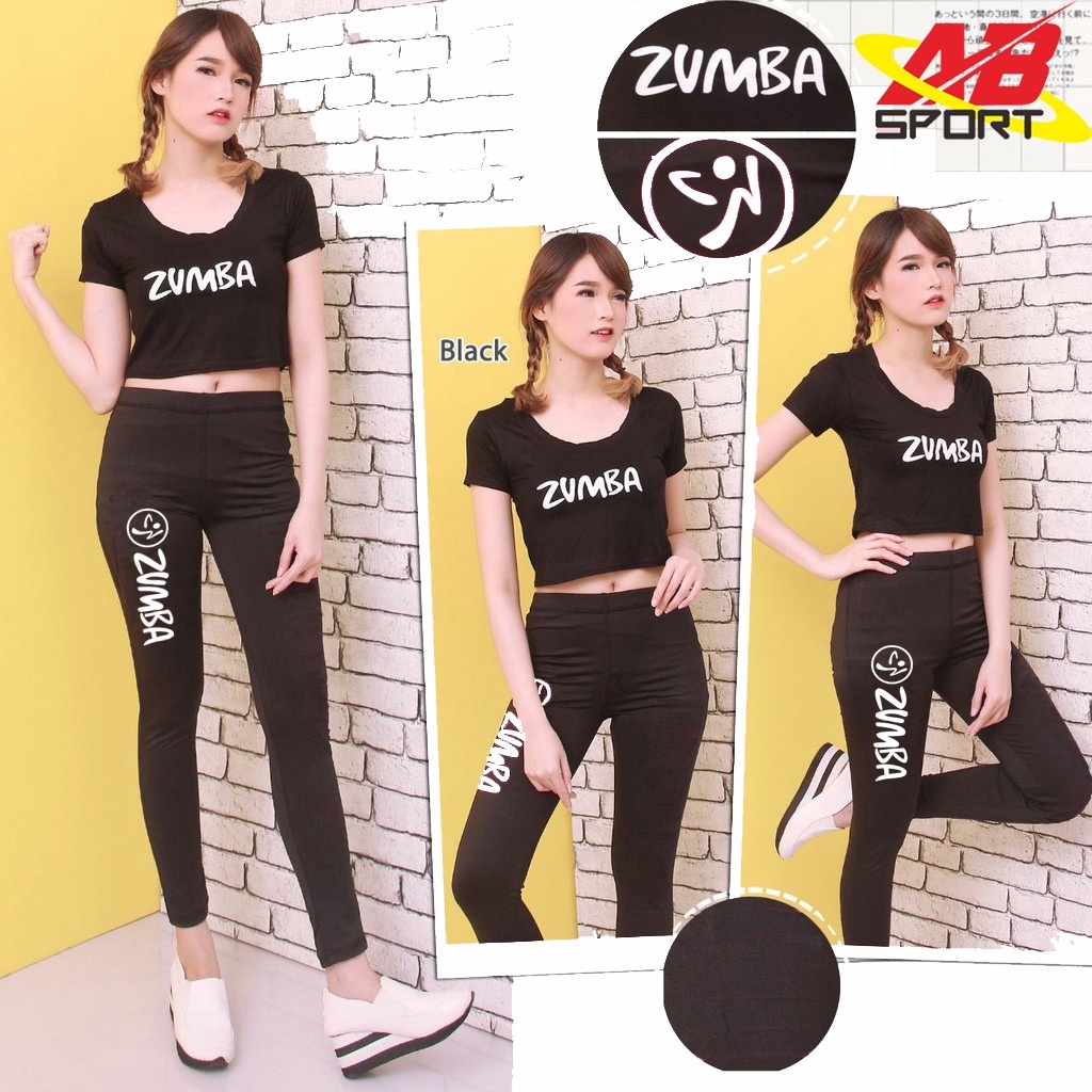 Stelan Baju Senam ZUMBA (Baju Crop+Celana)