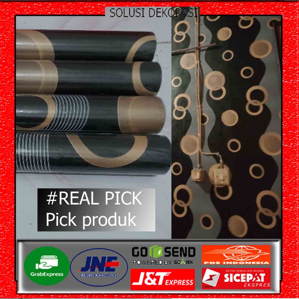 Wallpaper stiker dinding / Motif pol ring gold 4cm x 10meter / Bahan pvc anti air solusi dekorasi