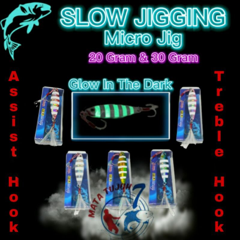 Umpan Metal Jig Jigmen Zebra GID 20 gram 6 cm 30 gram 7 cm free Asist + Trebel Hook Kuat Dan Tajam