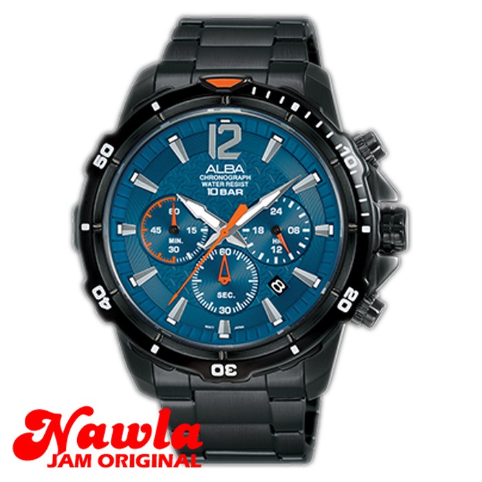 Alba Quartz AT3C83X1 Chronograph Black IP - Jam Tangan Pria AT3C83