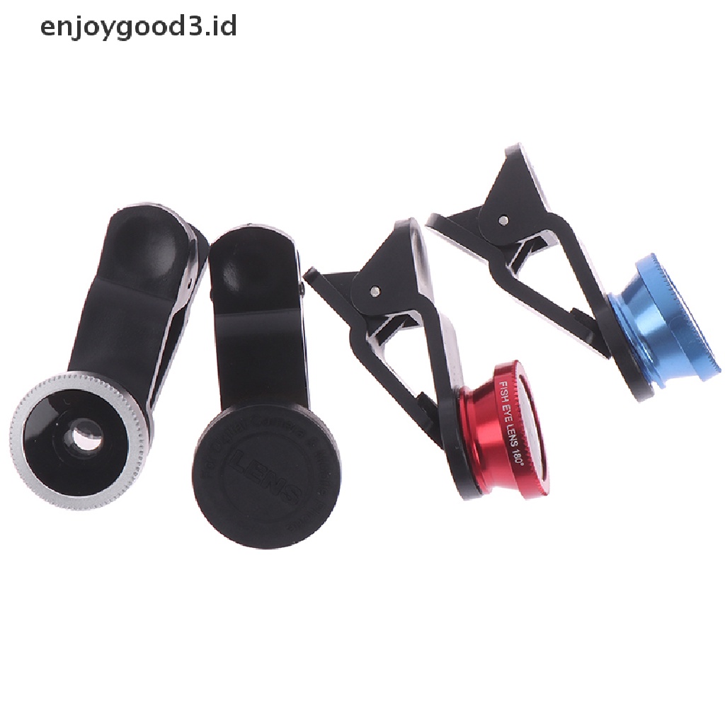 (Rready Stock) 1 Set Lensa Kamera fisheye HD wide angle 3in1 Dengan Klip Untuk Handphone (ID)