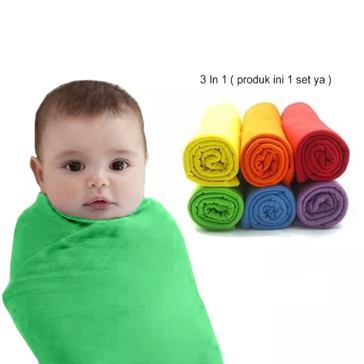 Bedong Bayi Rainbow 100X90 isi 6pcs Kain Bedong Bayi 6 in 1 / Polos Selimut Bayi Swaddle Wrap Baby Adem lembut tidak gatal