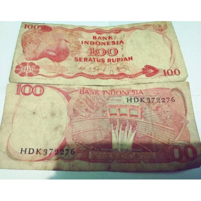 Uang kertas lama 100 rupiah thn 1984,, 1992