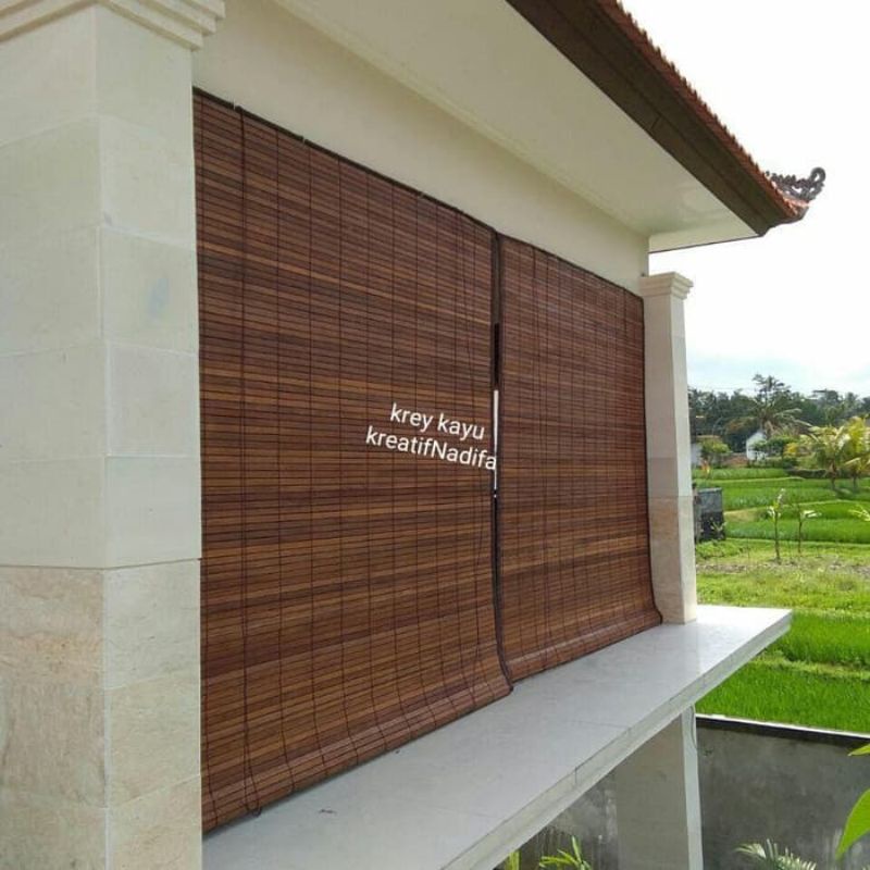 Tirai krey kayu waterproof/ krei/ kirai / kere /kerai/ gorden/ kerei  kayu bengkirai UK 1,5x2,5