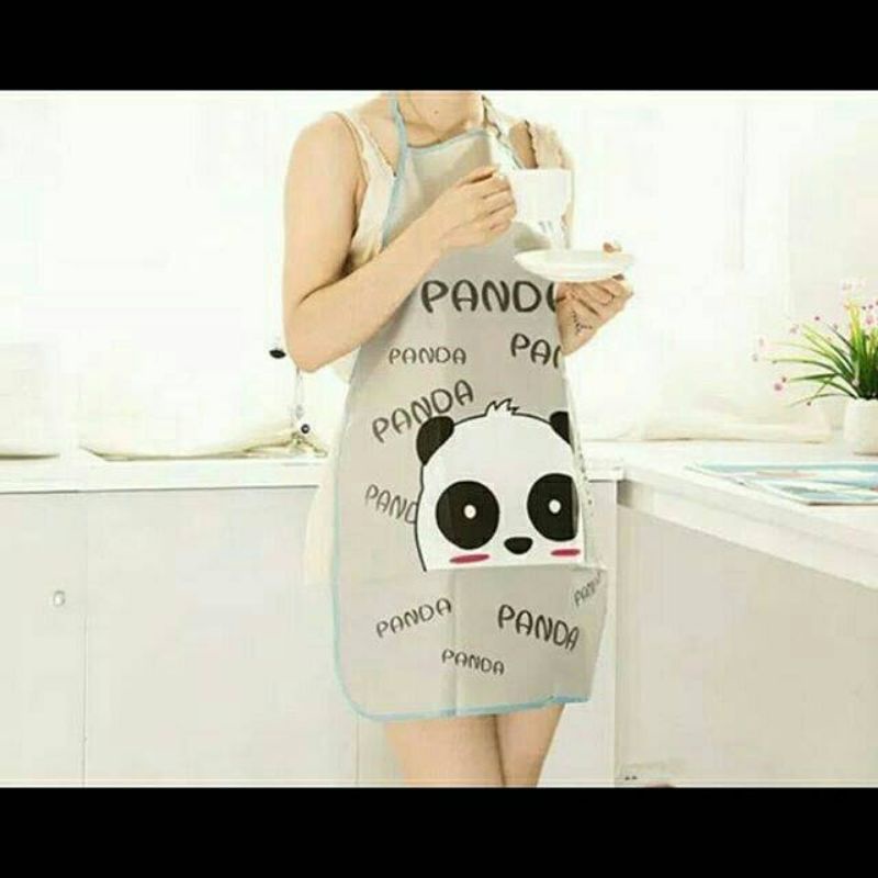 Celemek masak apron plastik anti air waterproof motif lucu gajah duck bebek hello kitty panda