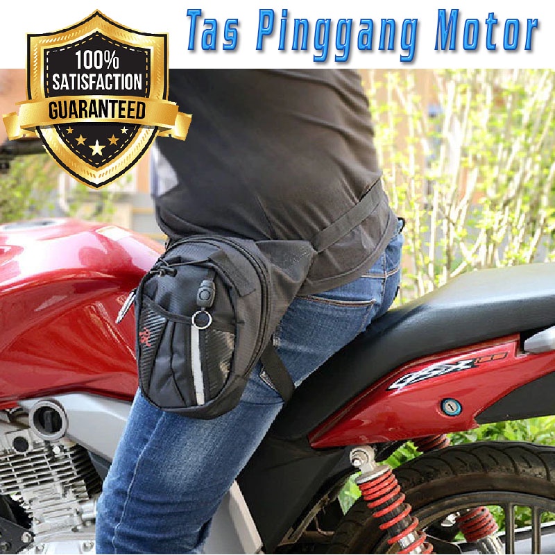 Tas Pinggang Motor / Tas Motor GAYA SUPER MACHO Drop Leg Fanny Pack - D-tail Warna Hitam Anti Air Riding a motorcycle bicycle leg transport oblique mountaineering camping package bag, multi-functional waterproof pockets