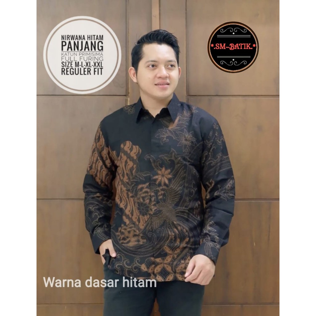 Nirwana Hitam Kemeja Batik Pria Lengan Panjang by SM-Batik