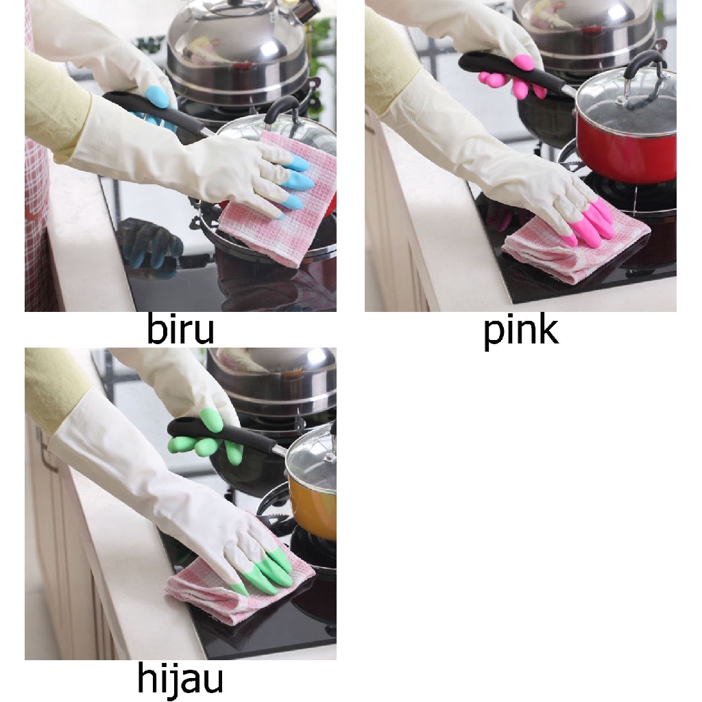 OILA sarung tangan karet latex housekeeping cleaning laundry gloves khg006(4E4)