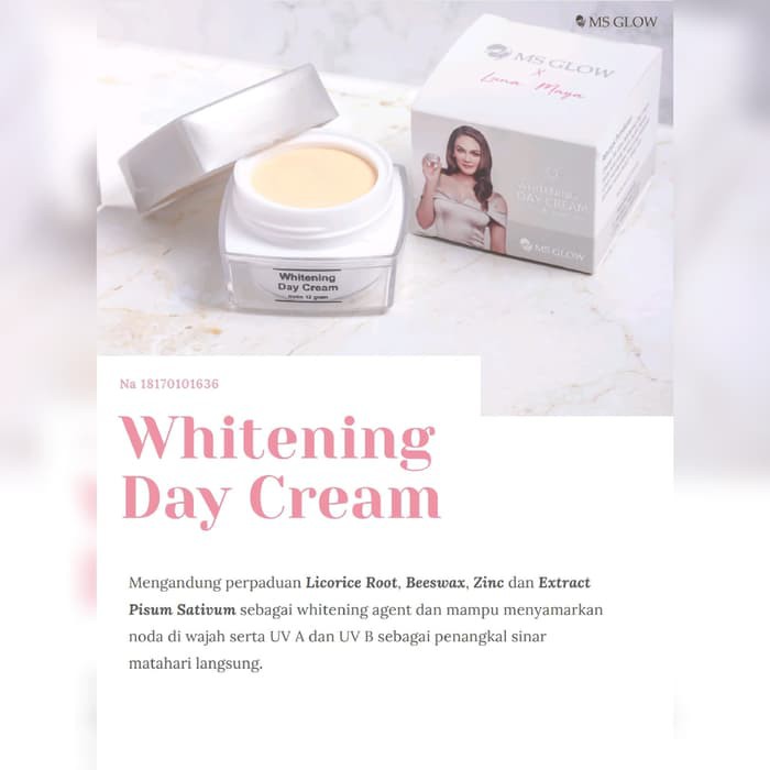 Whitening day cream ms glow / cream siang ms glow / krim pagi ultimate acne msglow