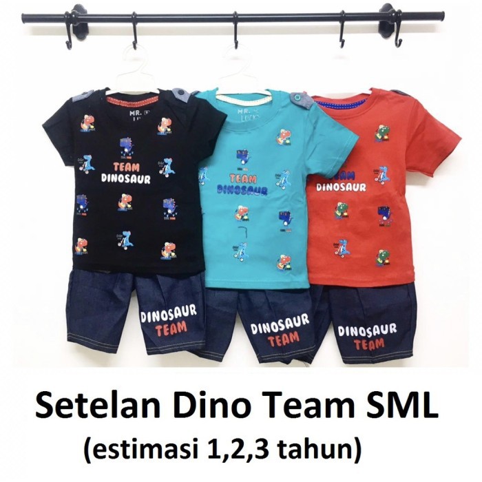 Setelan Dino Team Estimasi 0-2 Tahun Bahan Katun adem