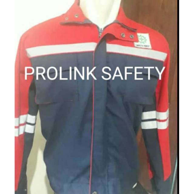 SERAGAM BAJU SAFETY SEMI JAKET DONGKER MERAH RESLETING