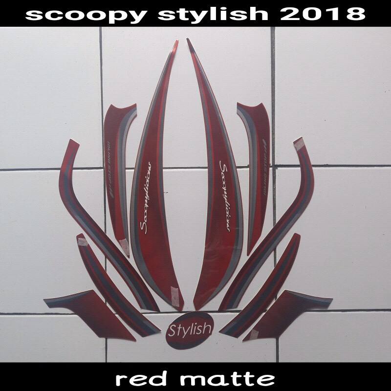 stiker motor scoopy stylish 2018 merah