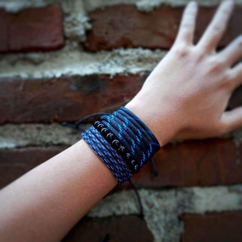 Gelang Jangkar Satu Paket Tali Paracord Lokal Ukuran 4mm Warna Blueblack Premium Bracelet