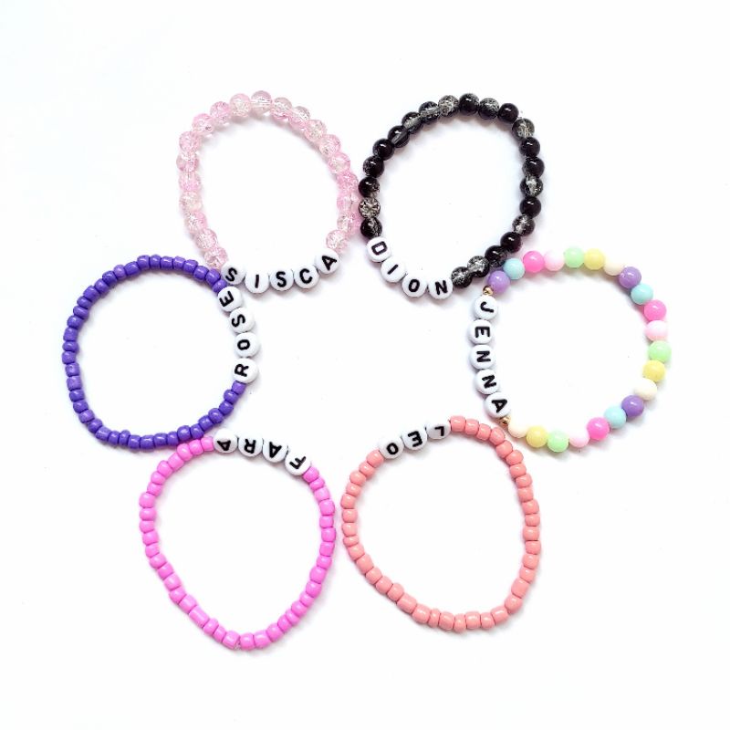 Gelang Manik Nama - Ukuran Manik 4mm &amp; 6mm