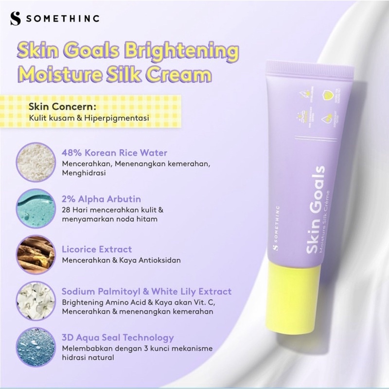 SOMETHINC Basic Skincare - Brightening series - SKIN GOALS Brightening Moisture Silk Cream 25gr 50gr | Vita Propolis Glow Essence Toner 40ml 100ml