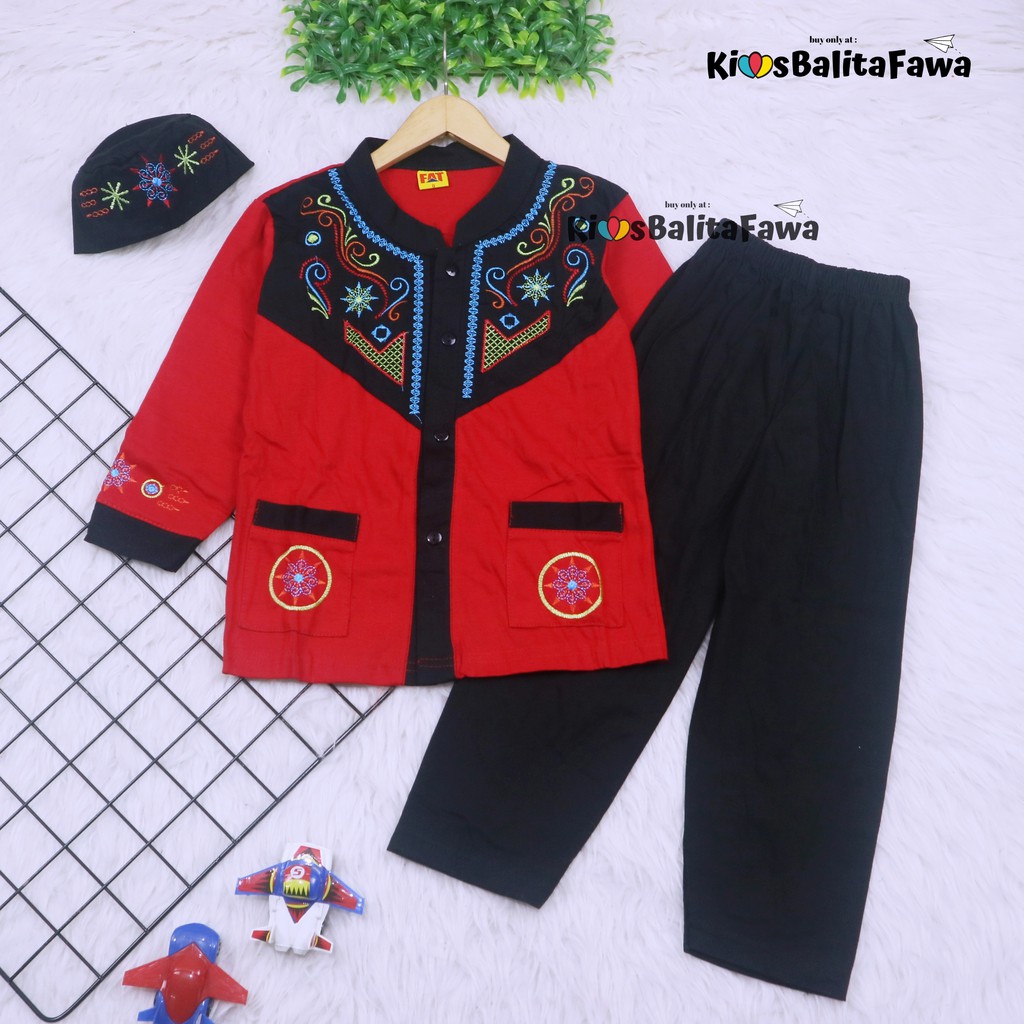 Baju Koko Kurta uk 7-8 Tahun / Setelan PREMIUM BORDIR Muslim Anak Laki Laki Polos Turki Bayi Balita