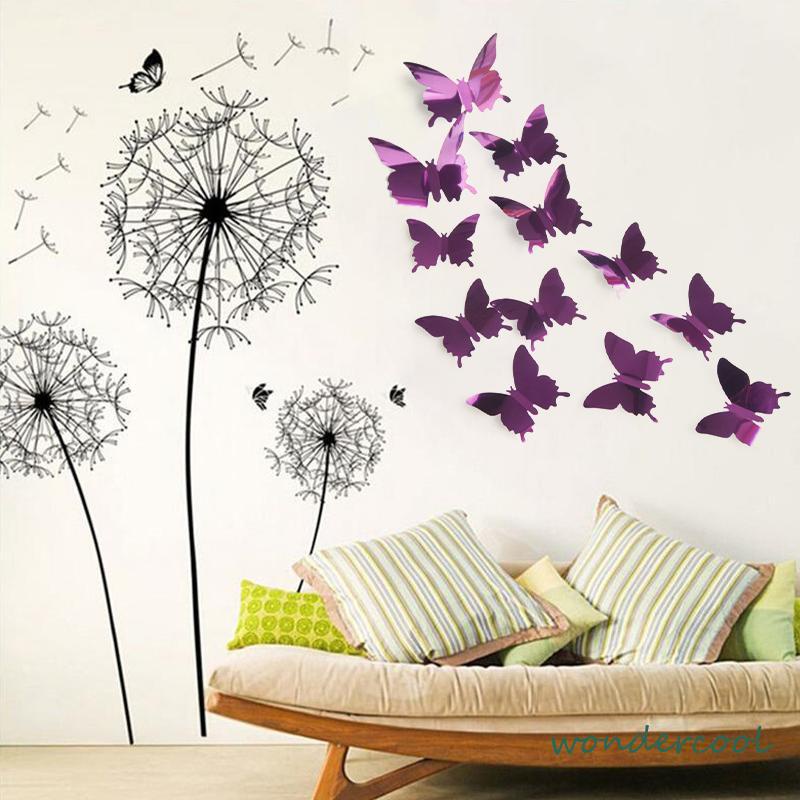 Tiga -Dimensi Pet Mirror 3D Butterfly Wall Sticker Stiker Ruang Tidur Ruang Ruang Ruang Belajar Studi-Won