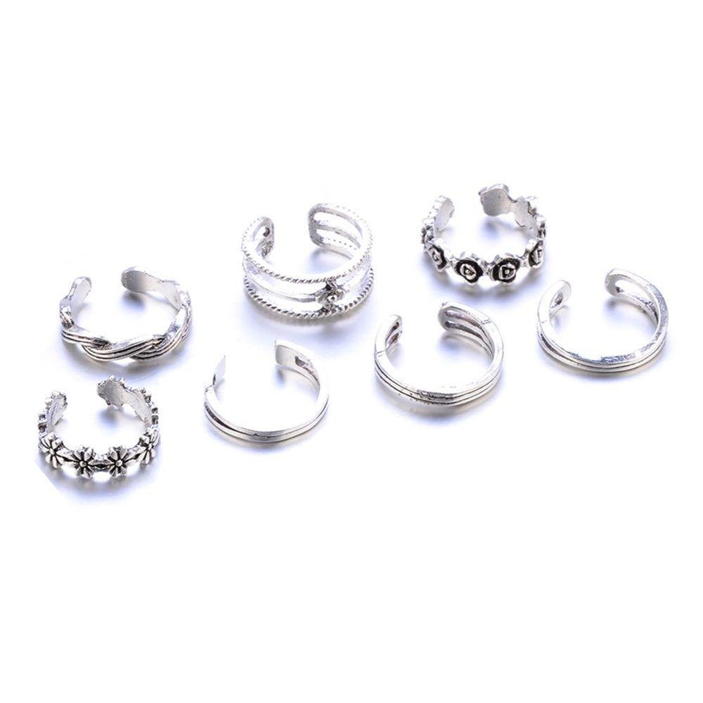 12pcs / SET Cincin Jari Kaki Model Terbuka Untuk Pantai