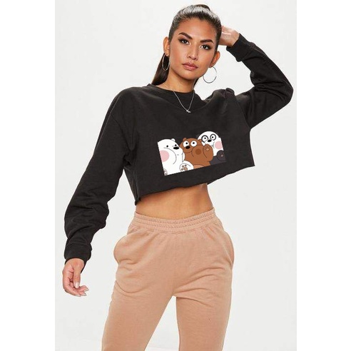 Clothing May - Sweater Crop Sweater Bear Bears Sweater Distro Croptop Atasan Krop Top Wanita Cewek Viral