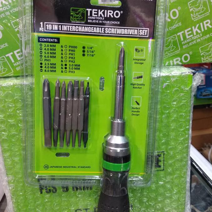 Obeng Set 19 In 1 Tekiro - 19 In 1 Interchangeable Screwdriver Set