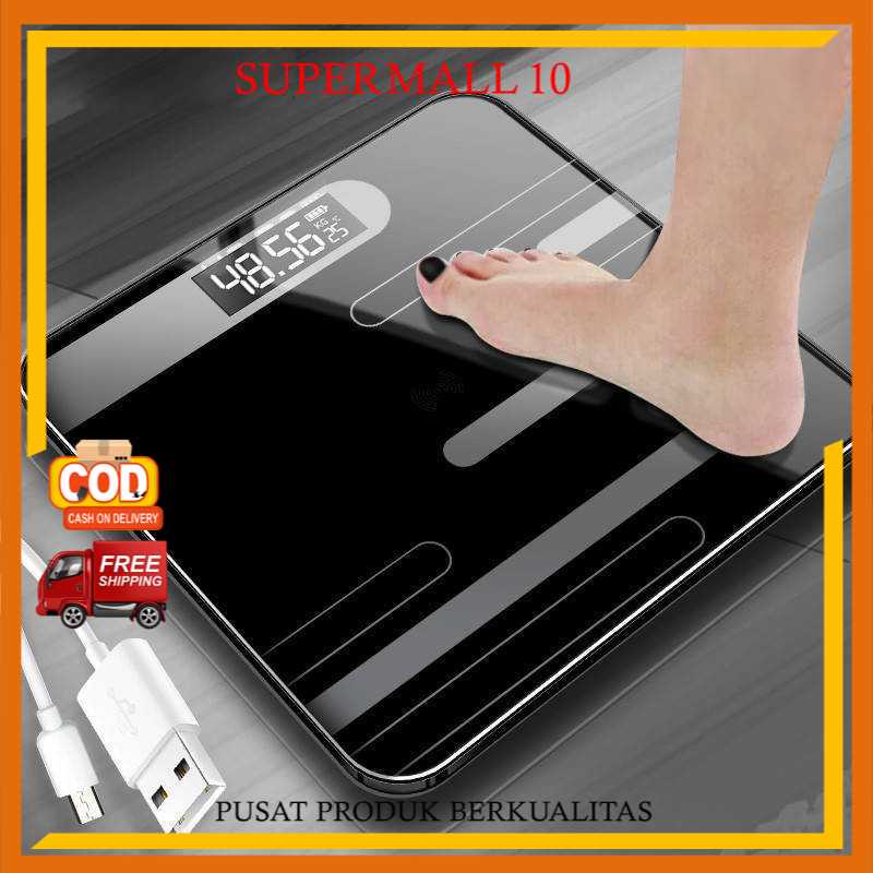 Taffware Timbangan Badan Digital + Temperature USB Rechargeable SC-15U Timbangan Kiloan Badan Digita