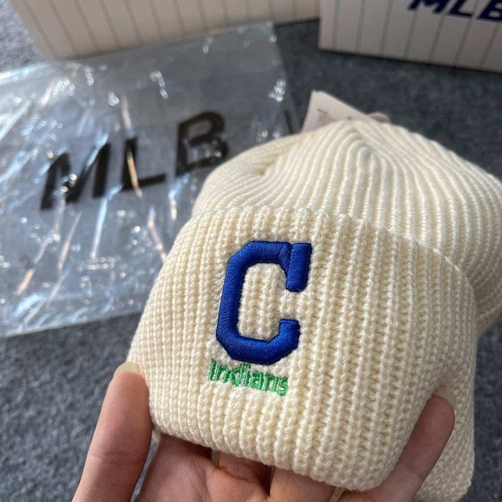 Topi MLB Original Import - Cleveland Indians Kupluk Classic Cream