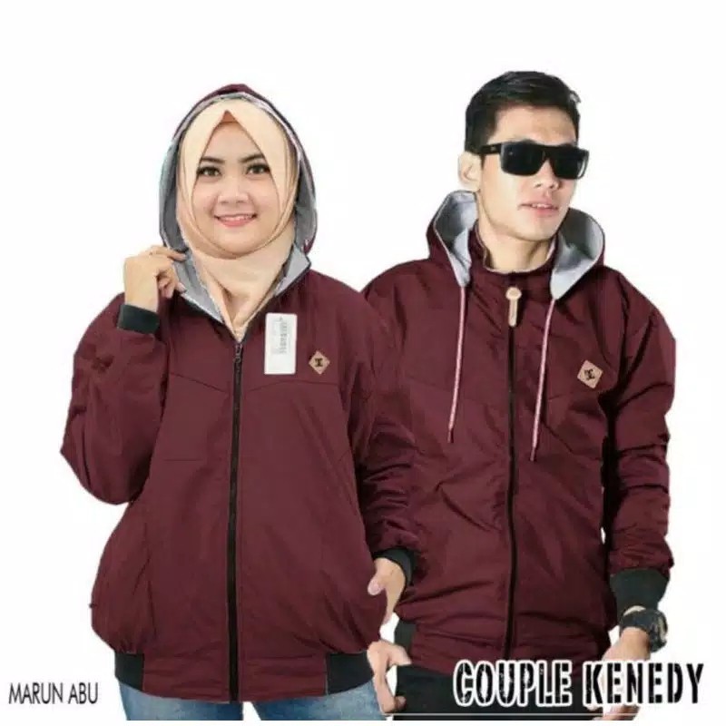 Jaket Couple Pasangan Bolak Balik Pria Wanita BB Parasut 2in1 Navy Abu Maroon Hitam Gold Army Merah
