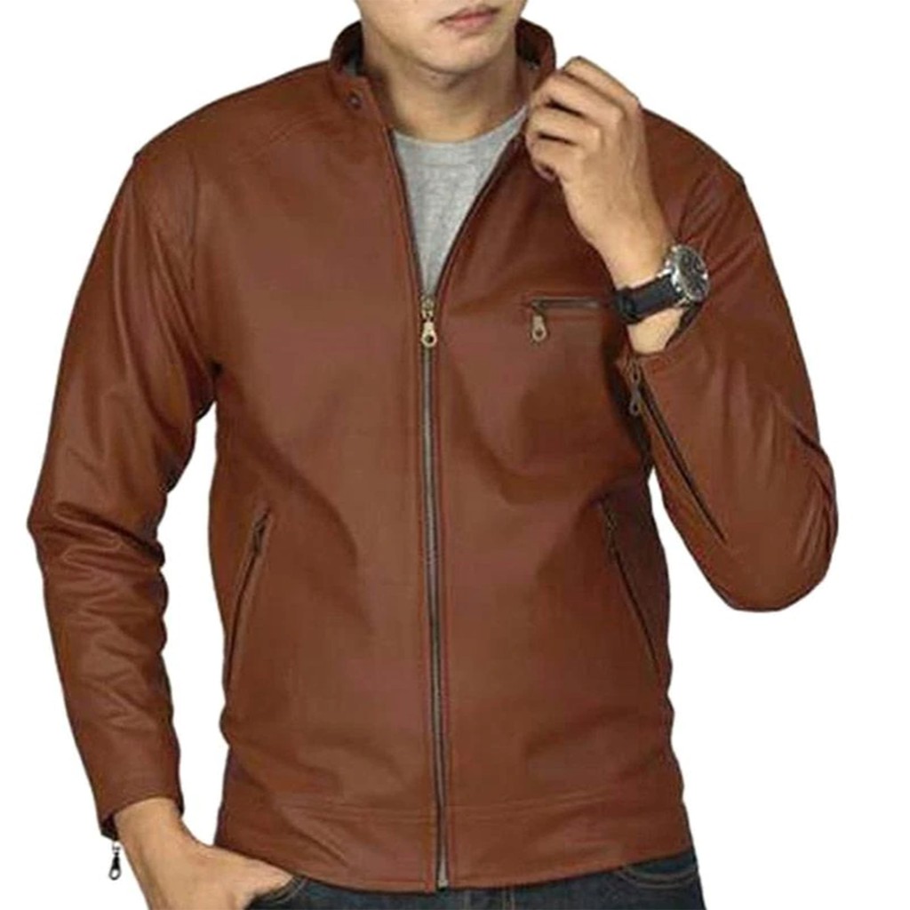 Jaket Pria - Bahan Semi Kulit Model Polos Formal