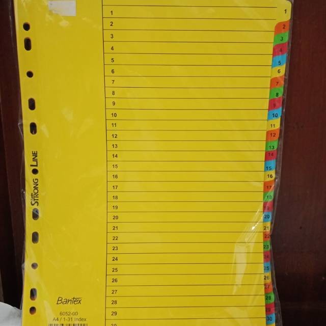

Hari Ini Pembatas Ordner Bantex Angka 1-31 A4 6052 - Cardboard Index & Divider Hemat