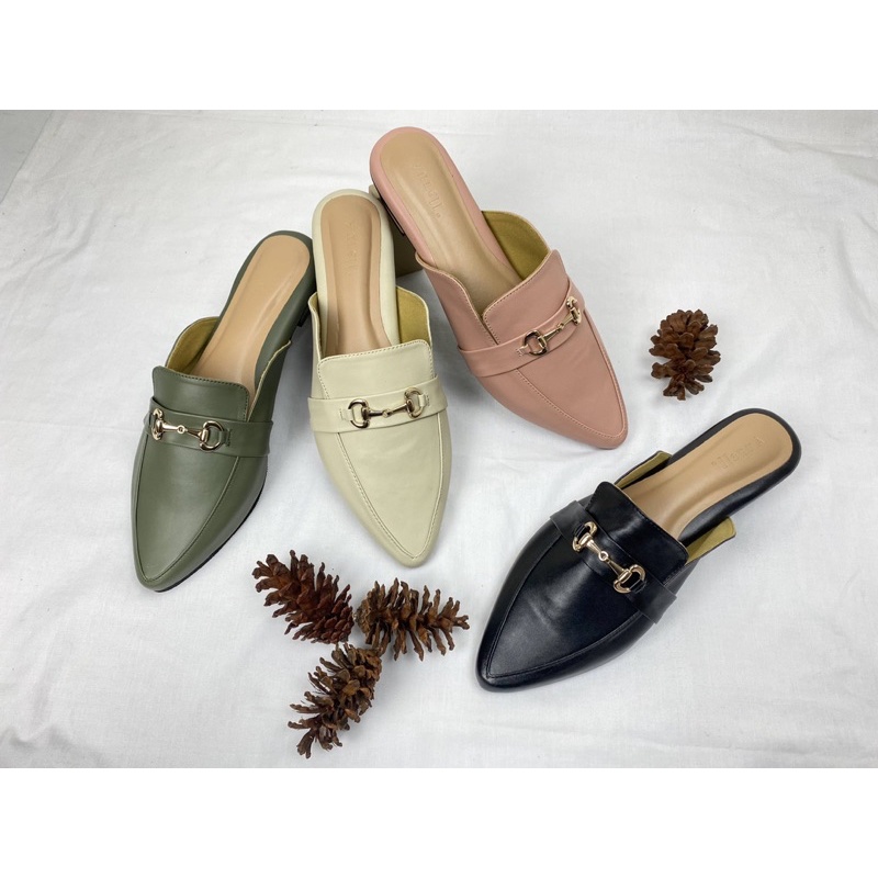 AURELL - Fidelya Mules Wanita Hak 3cm Bigsize 41-46 Garansi 60 Hari