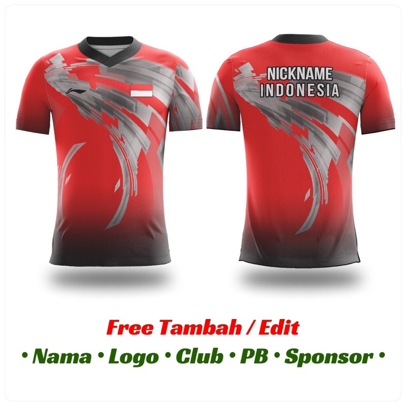 Jersey Kaos Baju Seragam Bulutangkis Badminton Custom Full Printing Free Nama PB Logo Club Sponsor |