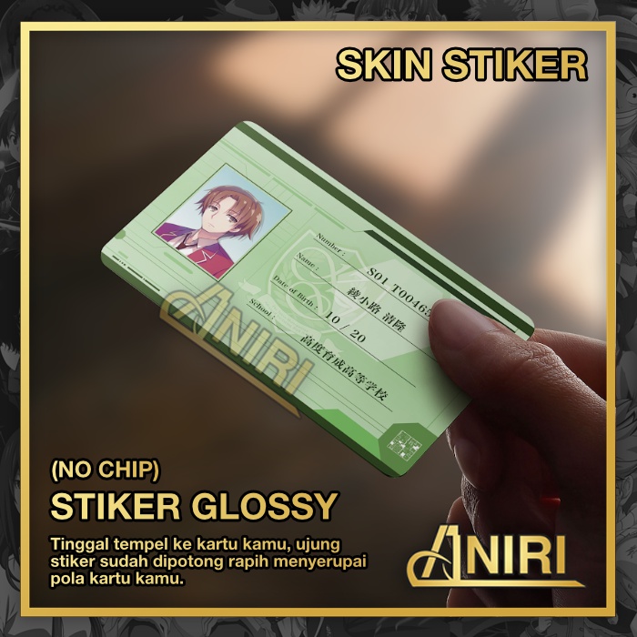 

Classroom of the Elite Stiker Skin Kartu E-Toll, Kereta, Timezone Skin Card Anime Ayanokouji