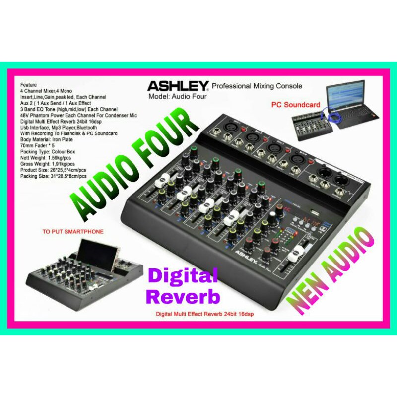 Mixer Ashley Audio Four Original Bluetooth Mp3 SoundCard Recording