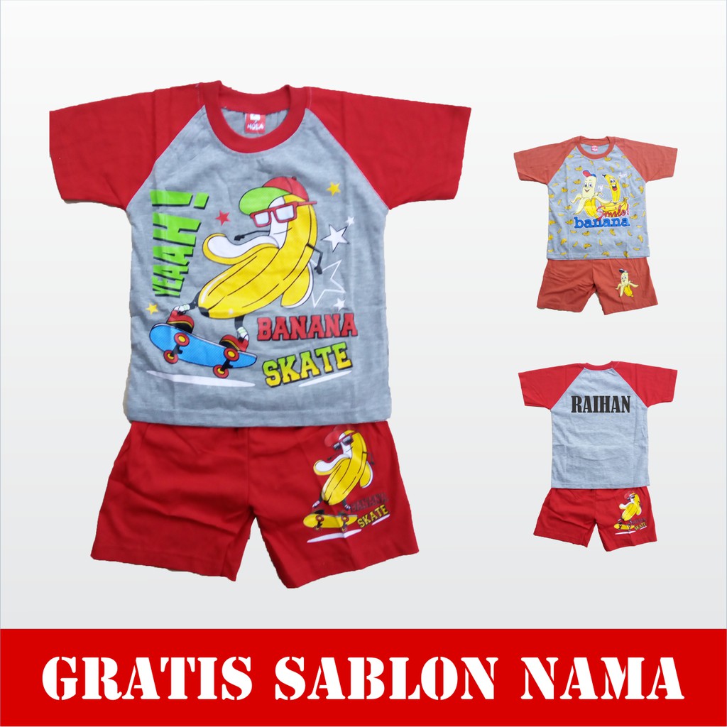 BAJU BANANA WARNA BAJU ANAK KAOS SETELAN ANAK WARNA BANANA CUSTOM NAMA GRATIS NAMA