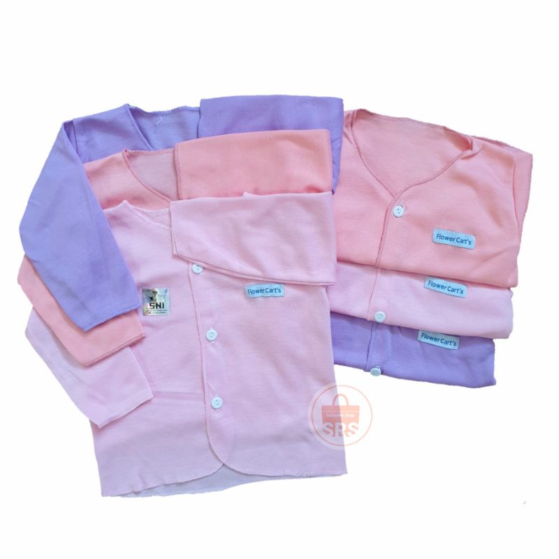 (6 Pcs) Baju Bayi SNI Kemeja Panjang Polos Newborn SNI 0-6 Bulan BAJU TANGAN PANJANG FLOWER CART'S