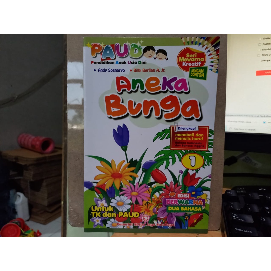 Buku Mewarnai Anak Paud Kreatif Aneka Bunga Menebali dan Menulis Huruf Serba Jaya (FULL COLOR)