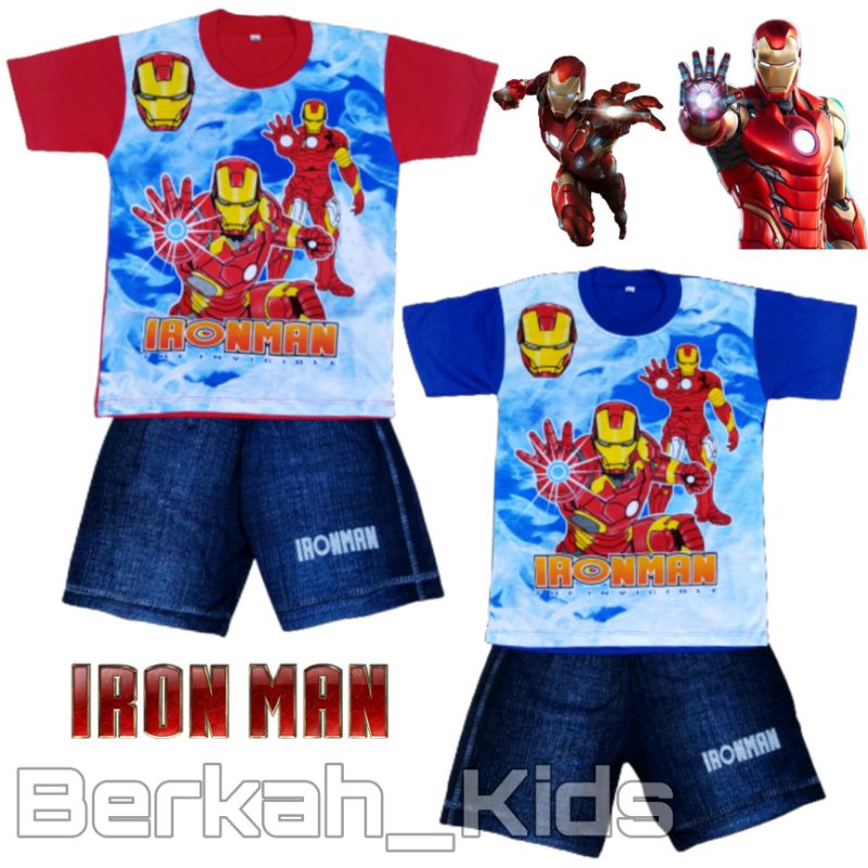 Setelan Baju Anak Laki-laki Iron Man / Stelan Baju Anak Cowok Iron Man / Baju Iron Man