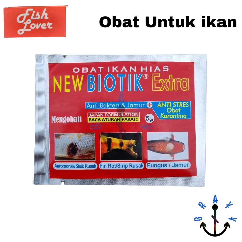 Obat Ikan Hias BIOTIK EXTRA bakteri jamur dan anti stress 5gram Ampuh