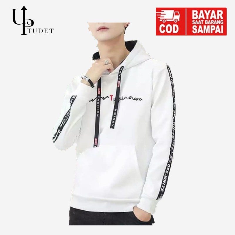 HOODIE SWEATER KOREAN JAKET TH putih / PRIA WANITA UNISEX