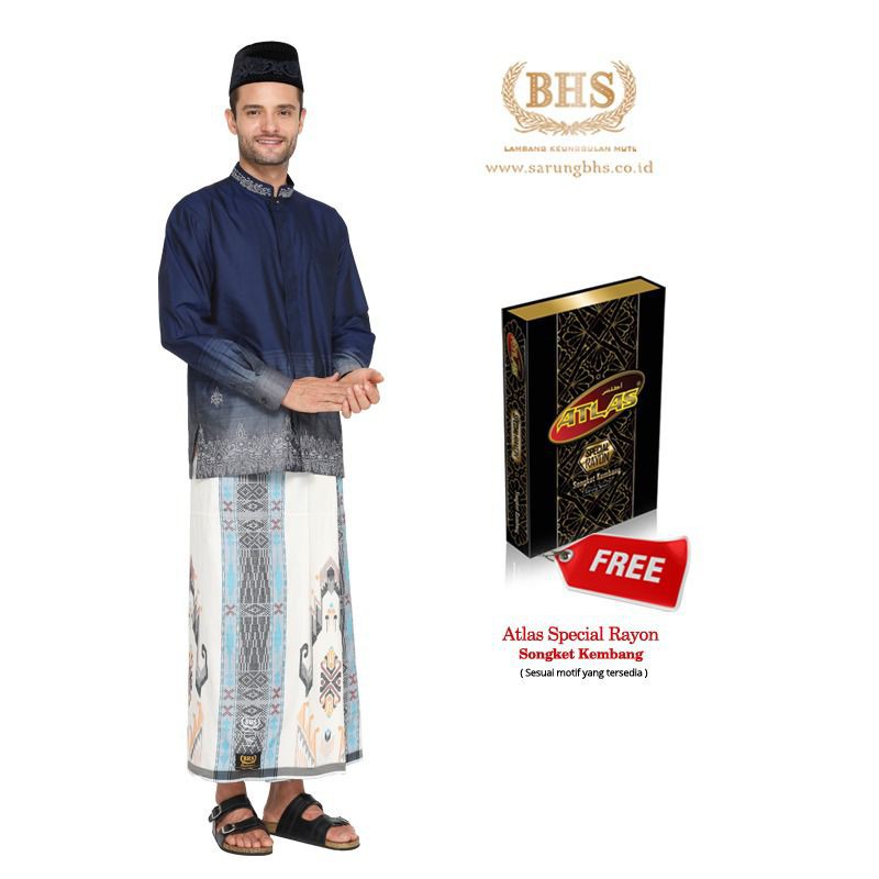 Sarung BHS Masterpiece Gold Motif Songket Gunung Lampion Putih
